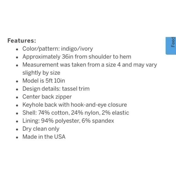 Trina Turk butterfly dress Pacific Butterfly jacquard fringe indigo ivory size 6 - Picture 14 of 14